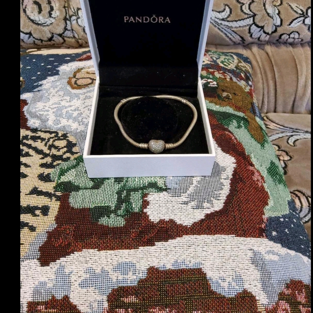 Pandora Silver Bracelet with Sparkling Heart Charm